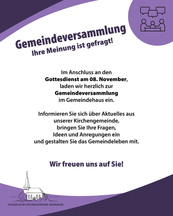 Gemeindeversammlung Nov. 2026